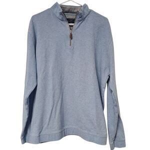 Mens Pullover Quarter Zip Blue Shirt Size Large